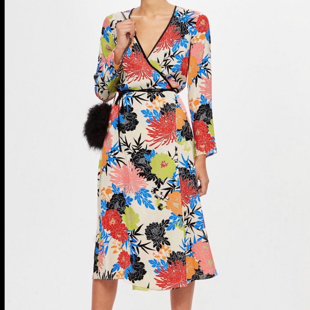 Topshop Floral Midi Dress - Multicolor